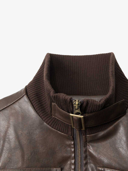 Thesupermade Faux Leather Cropped Fit Bomber Jacket