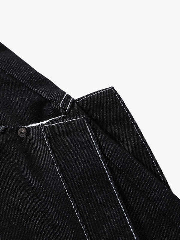 Contrast Stitching Deconstructed Denim Jorts 