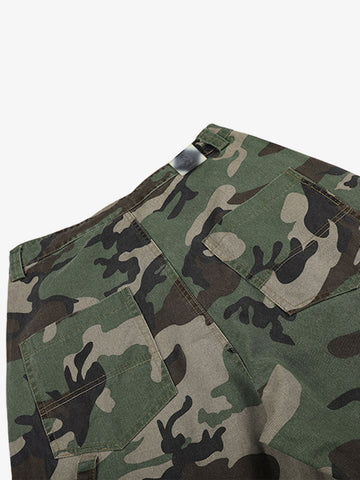 Camo Leopard Patchwork Cargo Pants