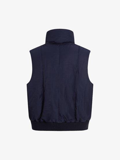 Street High-Neck Asymmetrical Placket Cotton Vest 