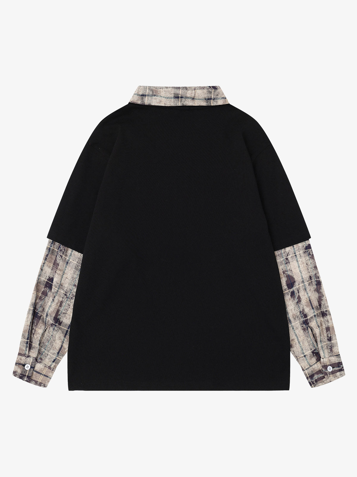 Plaid Patchwork Graphic Long Sleeve Tee