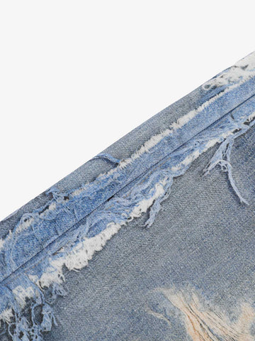 Retro Deconstructed Denim Shorts