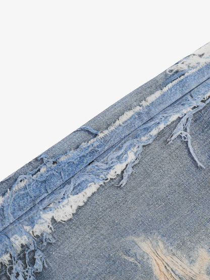 Retro Deconstructed Denim Shorts