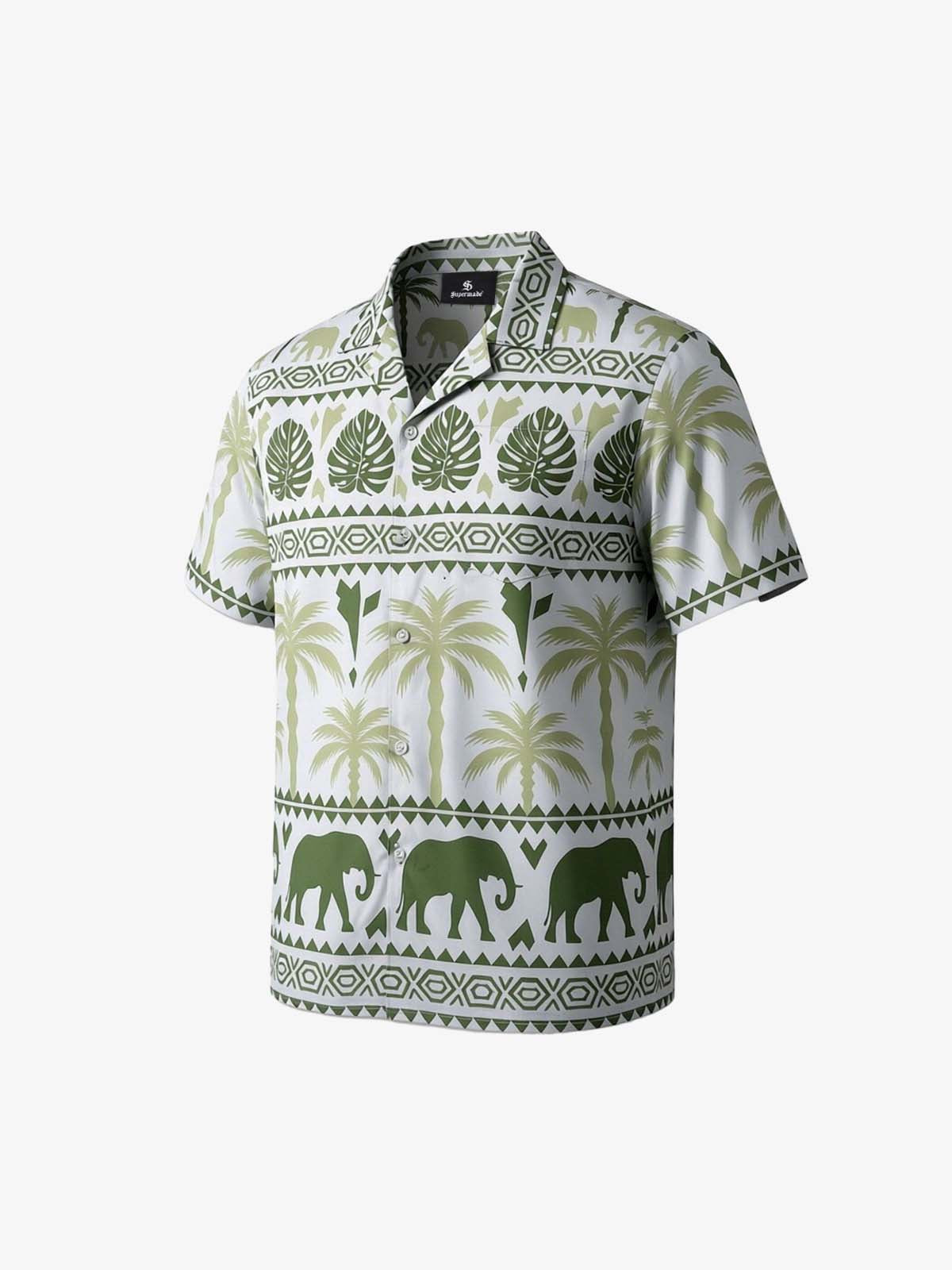 Tropical Elephant Palm Cuban Shirt