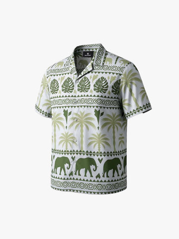 Tropical Elephant Palm Cuban Shirt