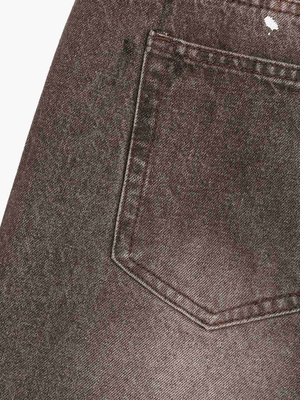 Retro Patchwork Washed Wide Leg Denim Jeans 