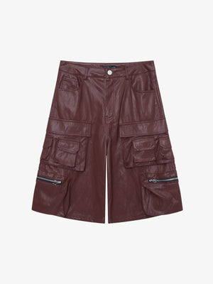Faux Leather Cargo Jorts 