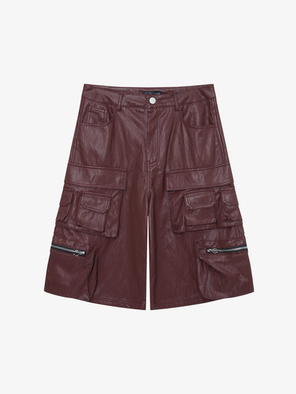 Faux Leather Cargo Jorts 