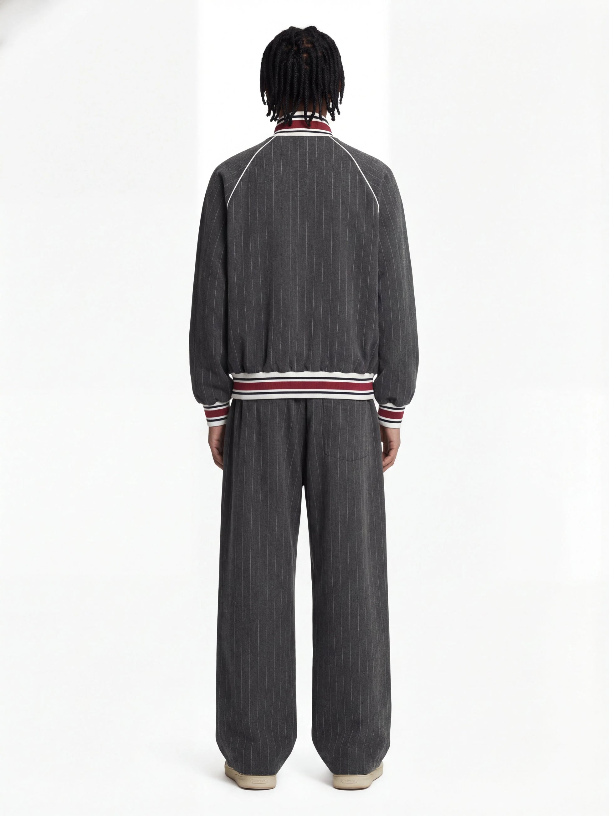 Retro Color-Blocked Striped Stand-Collar Tracksuit 