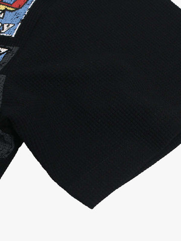 Waffle Knit Racing Checkered Flag Graphic T-Shirt 