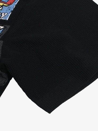 Waffle Knit Racing Checkered Flag Graphic T-Shirt 