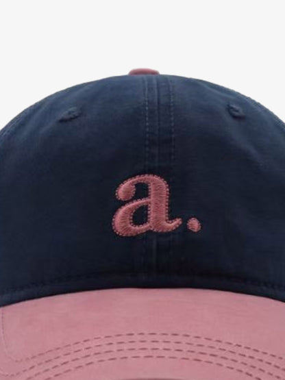 Embroidered Letter "a." Washed Baseball Cap