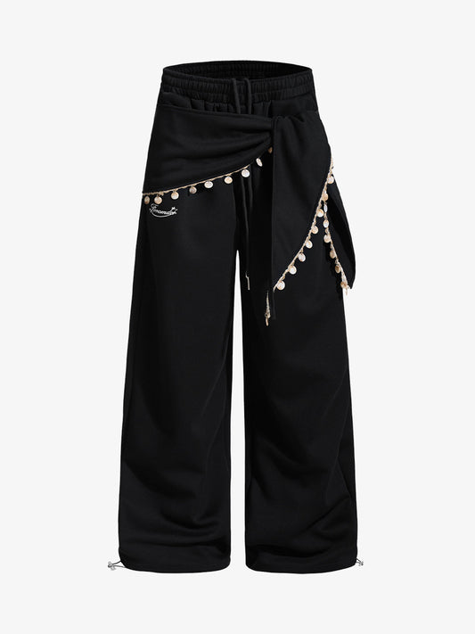 Street Detachable Flap Lace-up Jogger Pants 