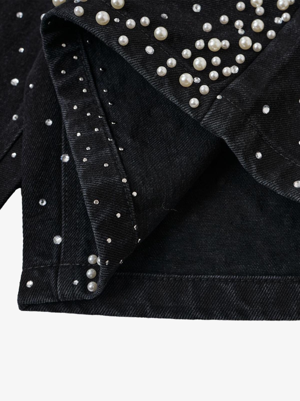 Pearl Embroidered Denim Shorts