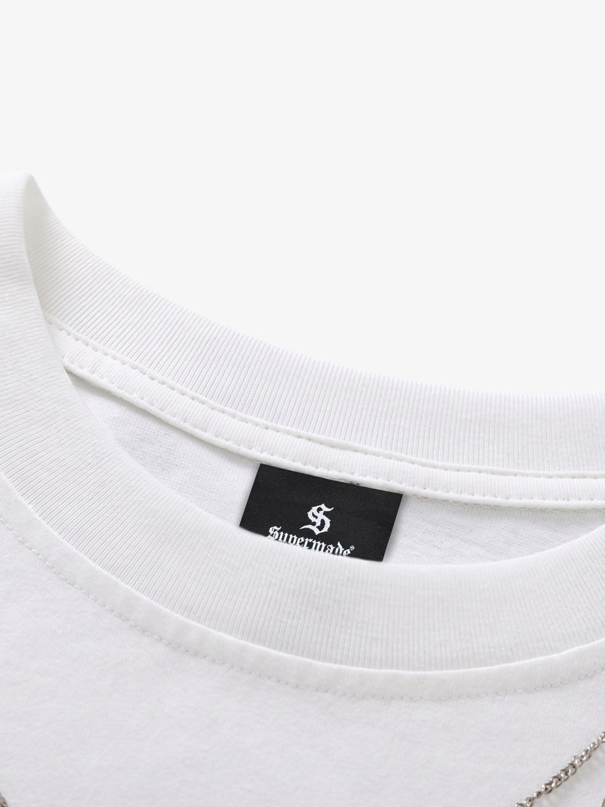 Dark Letter Graphic T-Shirt with Necklace Detail