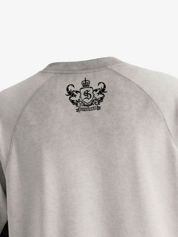 Faux Suede Panel Graphic T-Shirt