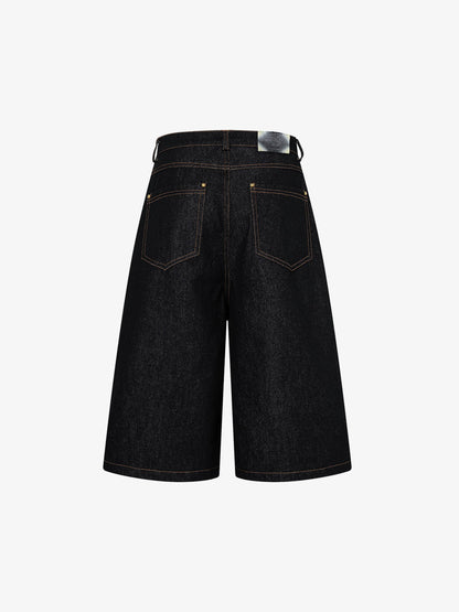 Double-Waisted Multi-Button Denim Jorts