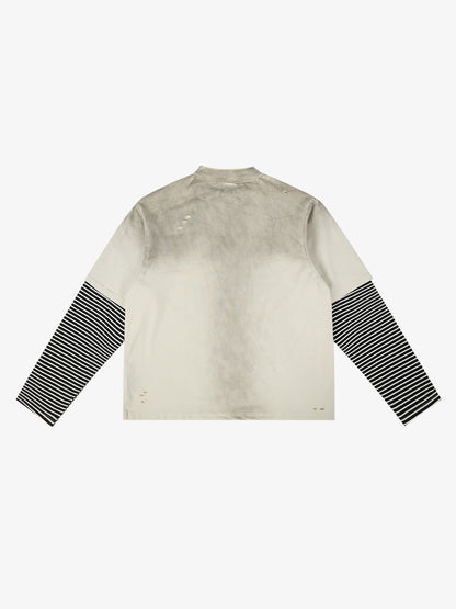 Double Layered Distressed Washed Short Sleeve Tee
