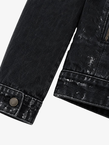 Waxed Denim Biker Jacket