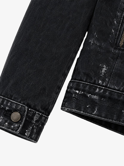 Waxed Denim Biker Jacket