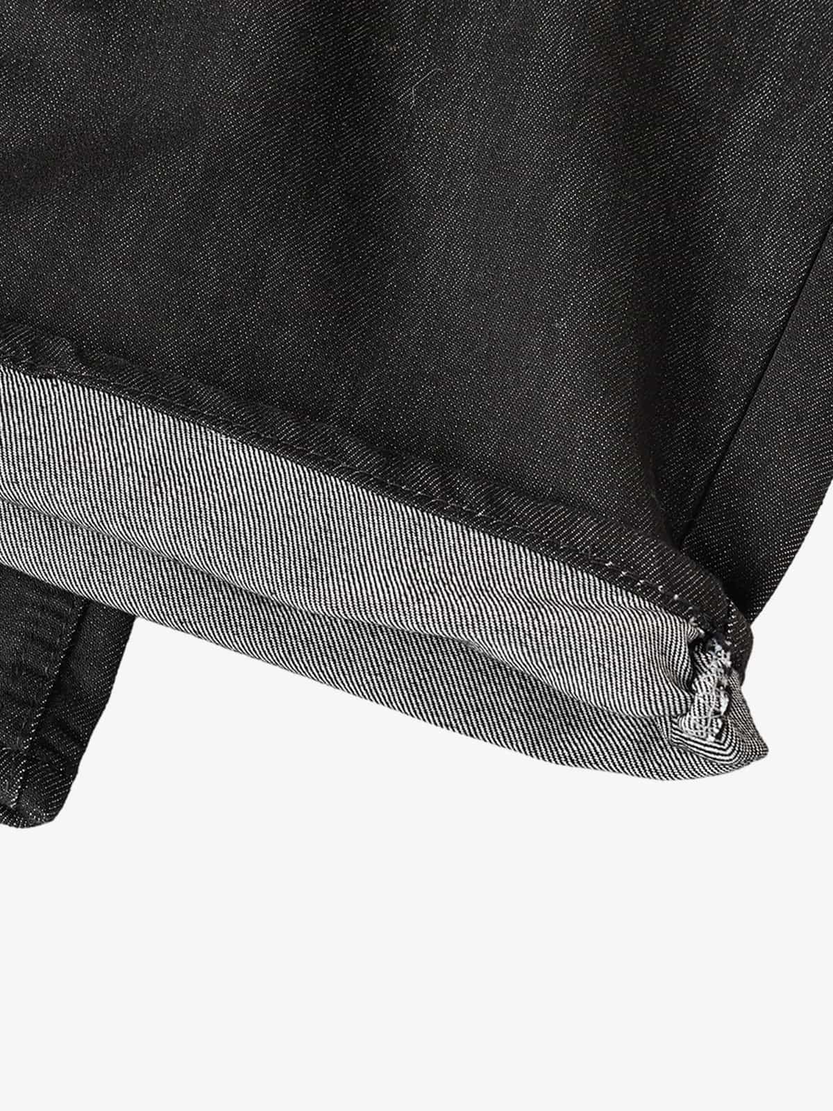 Black Wide-Leg Denim Pants – High-Rise Relaxed Fit Cotton Jeans