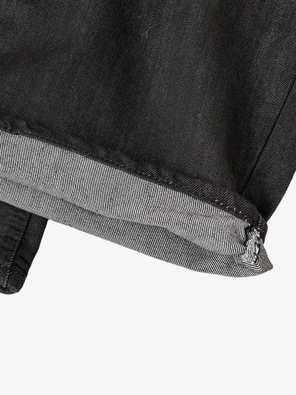 Black Wide-Leg Denim Pants – High-Rise Relaxed Fit Cotton Jeans