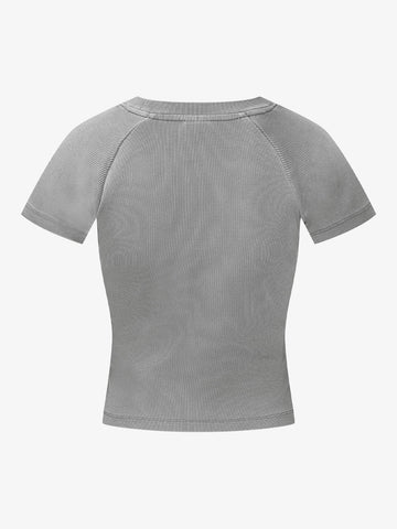 Ribbed Knit Top – Stretch Cotton Blend Fitted Essential
