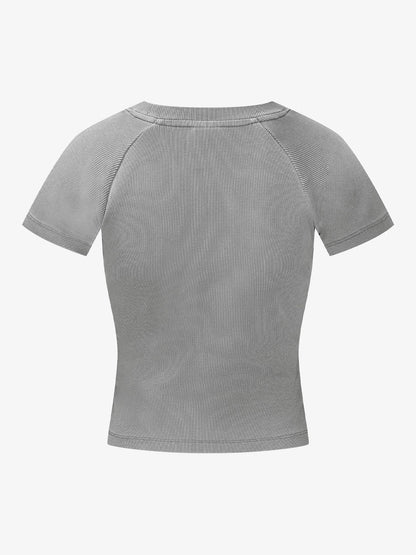 Ribbed Knit Top – Stretch Cotton Blend Fitted Essential