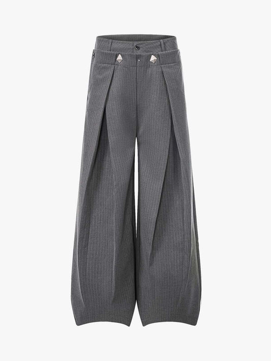 Double Waist Pinstripe Balloon Pants
