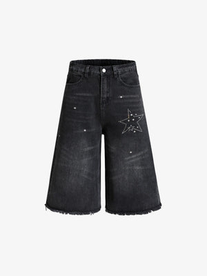 Raw Hem Star Rhinestone Jorts