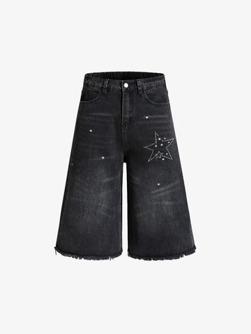 Raw Hem Star Rhinestone Jorts