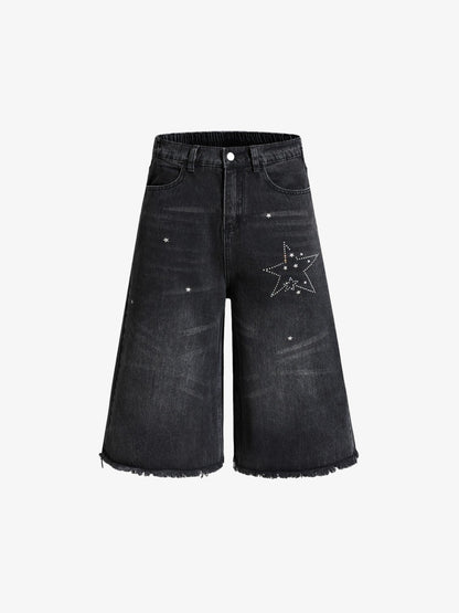 Raw Hem Star Rhinestone Jorts