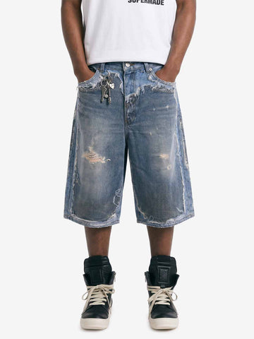 Retro Deconstructed Denim Shorts