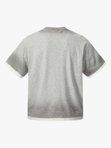 Heather Grey Oversized Cropped T-Shirt – Contrast Ribbed Cuffs & Hem