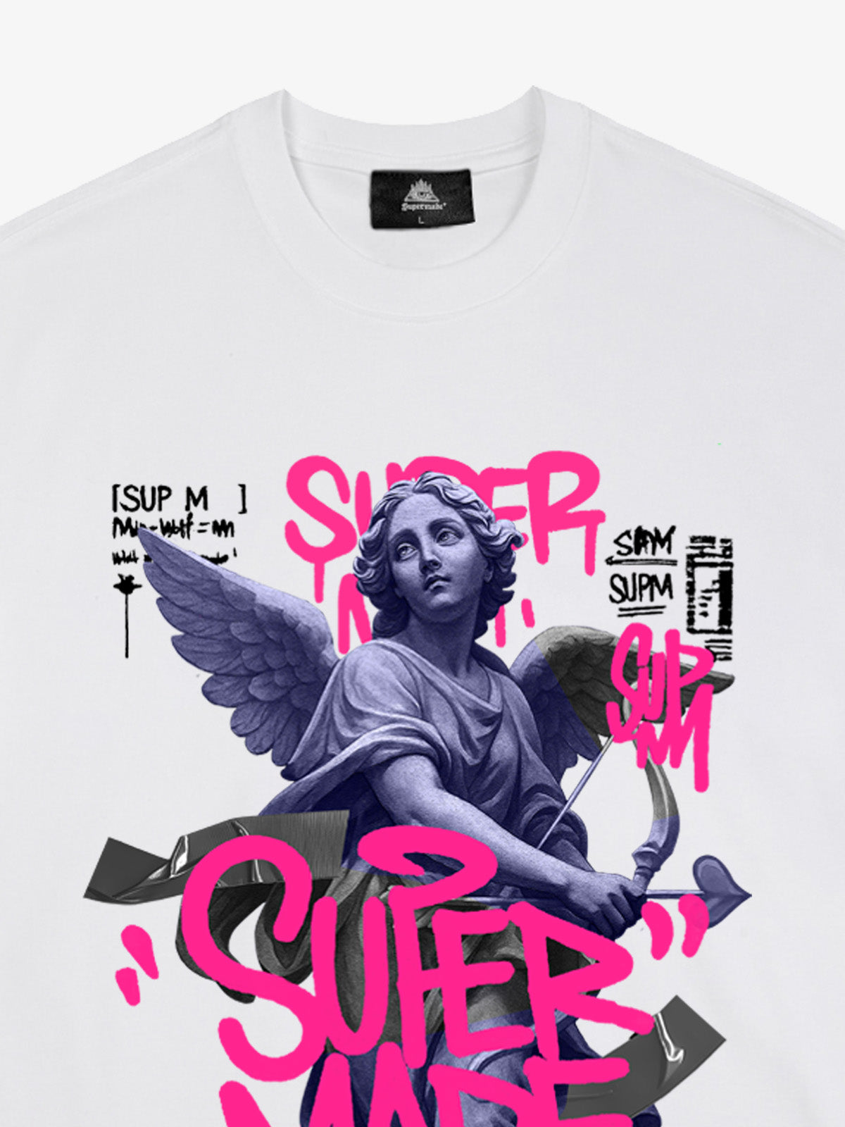 Street Pink Lucky Angel Graphic Design T-Shirt 