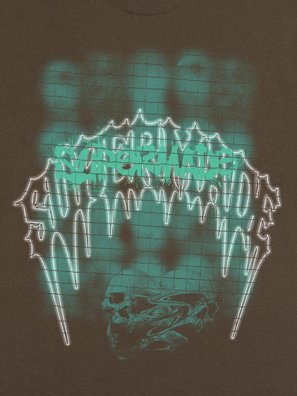 Dark Grid Skull Graphic T-Shirt 