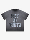 Vintage Gradient Spray Letter Print T-Shirt 