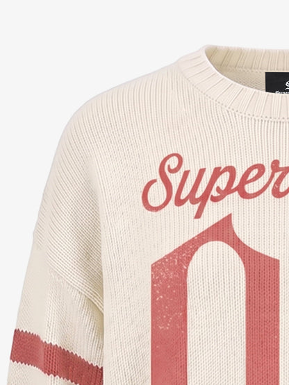 Vintage Digital Print Knit Sweater