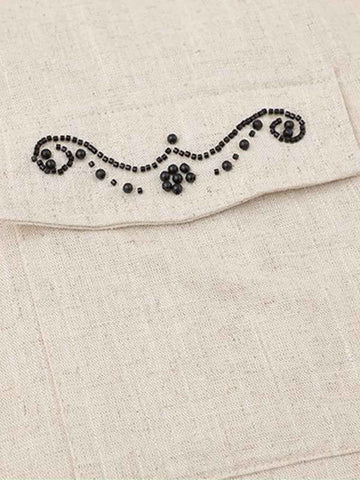 Retro Beaded Detail Short Sleeve Shirt