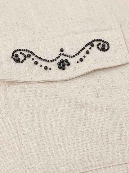 Retro Beaded Detail Short Sleeve Shirt