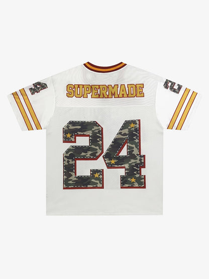 Camo Digital Print Mesh V-Neck Jersey