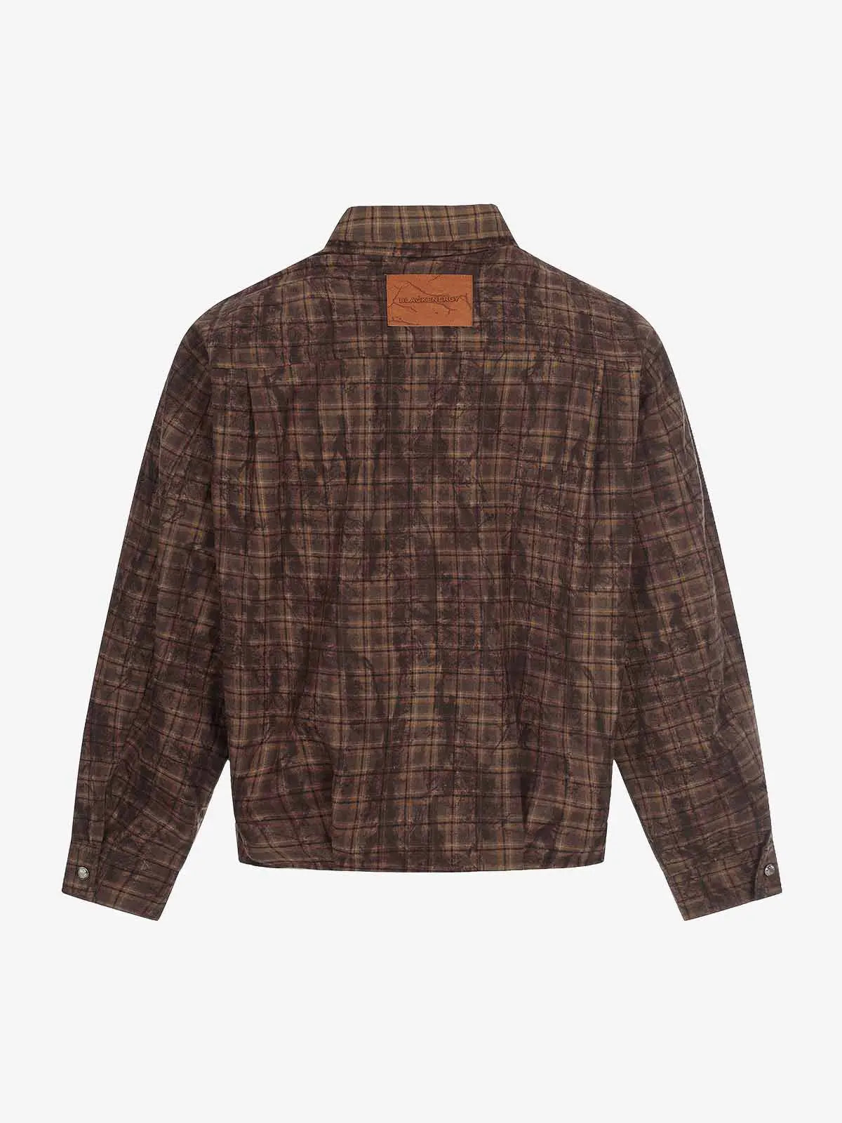 Vintage Washed Plaid Cropped Shirt Jacket 