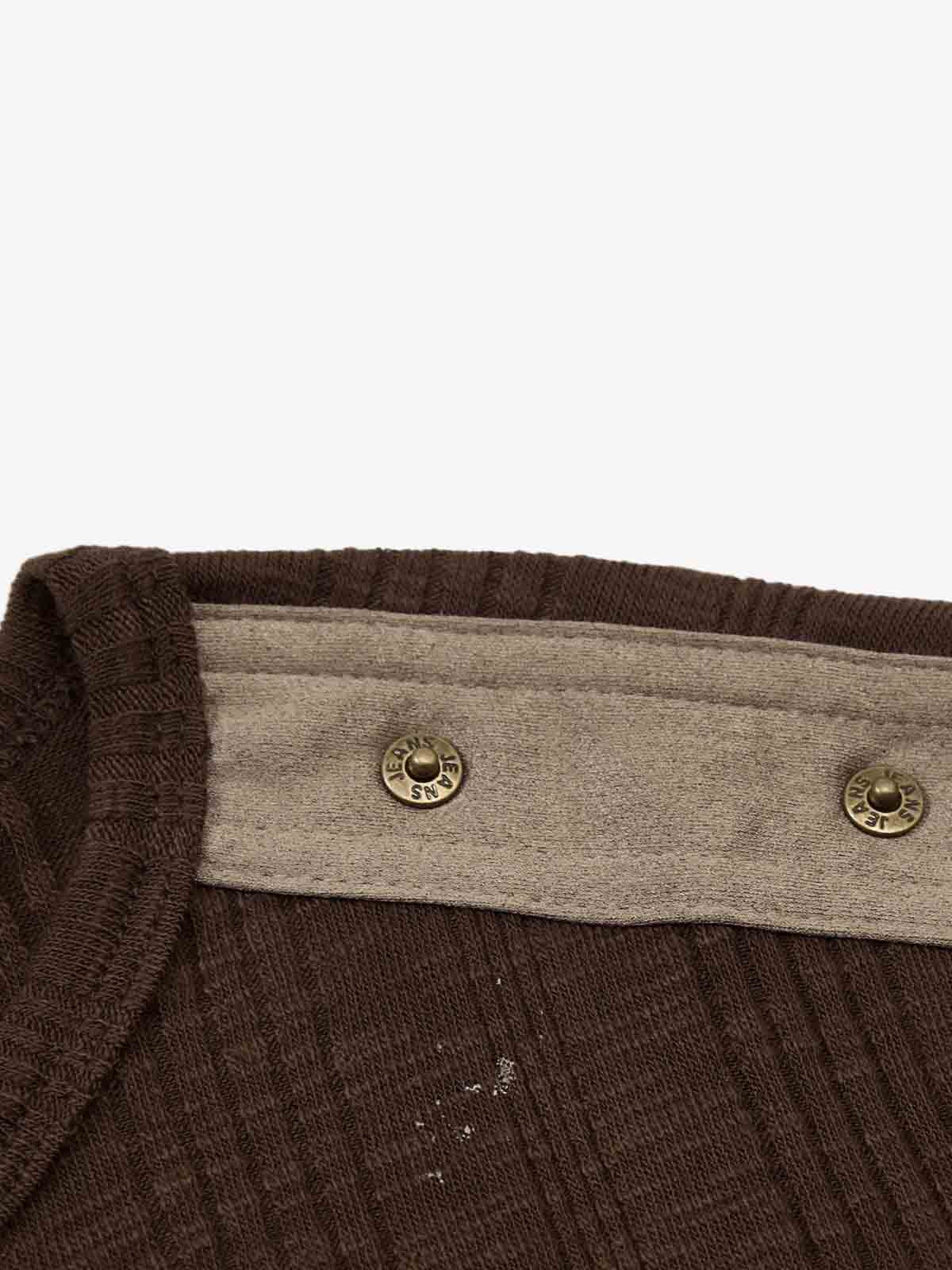 Vintage Graphic Henley Long Sleeve T-Shirt 
