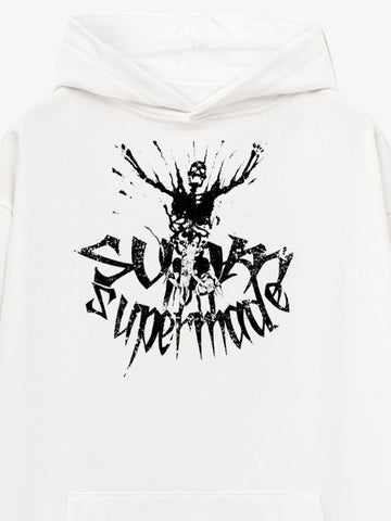 Gothic Devil Graphic Washed Hoodie 