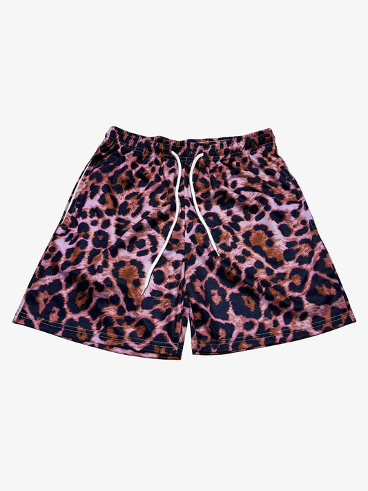 Leopard Print Mesh Shorts