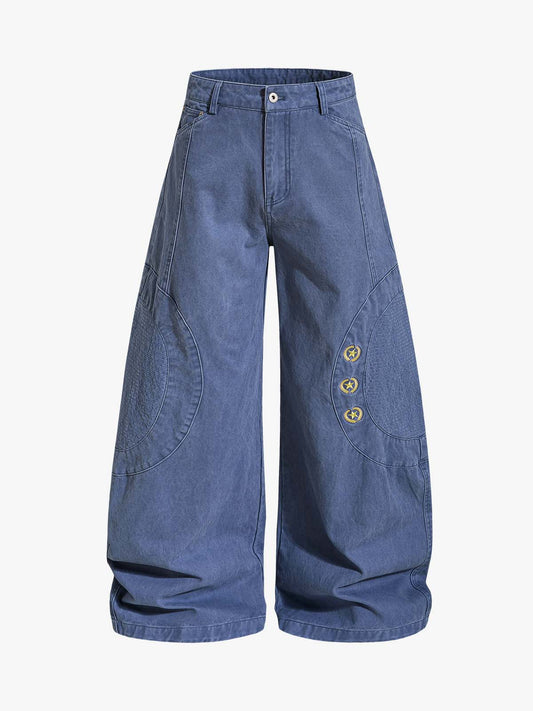 Embroidered Star Curved Seam Pants