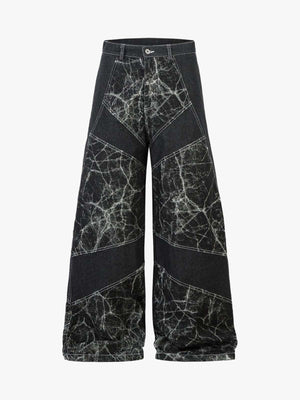 Deconstructed Split Tie-Dye Jeans 