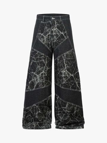 Deconstructed Split Tie-Dye Jeans 