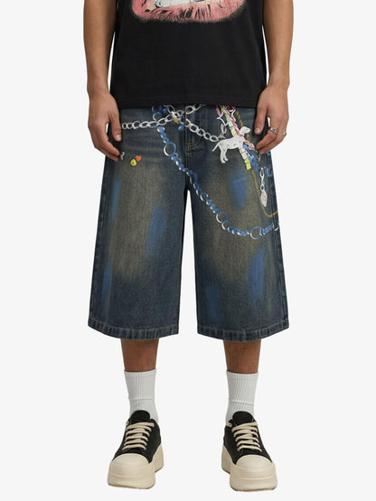 Street Painting Graffiti Denim Jorts - 2476 