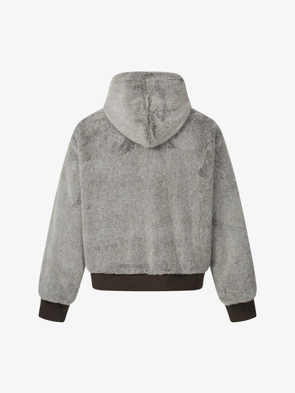 Retro Reversible Fleece Lined Zip-up Hooded Jacket 